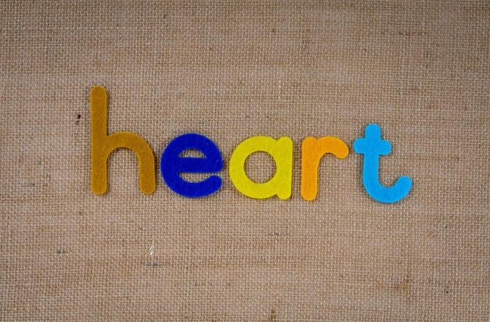 Felt letters spelling heart, representing Social Emotional Learning
